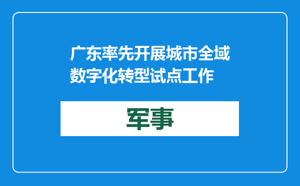 广东率先开展城市全域数字化转型试点工作
