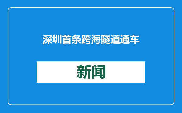 深圳首条跨海隧道通车