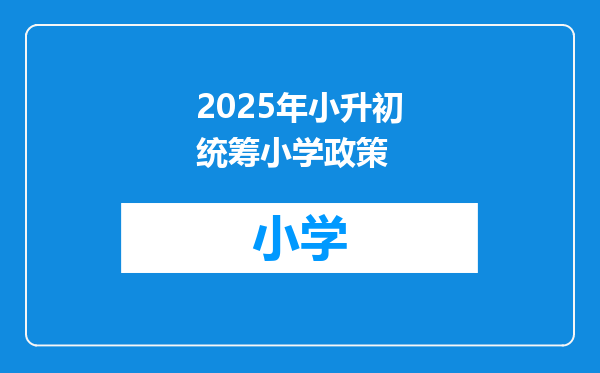 2025年小升初统筹小学政策