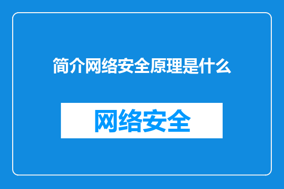 简介网络安全原理是什么