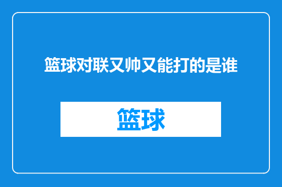 篮球对联又帅又能打的是谁