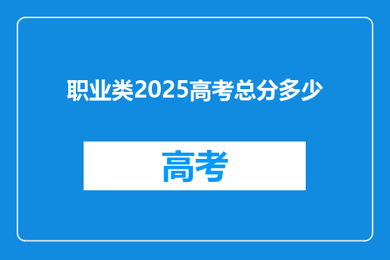 职业类2025高考总分多少