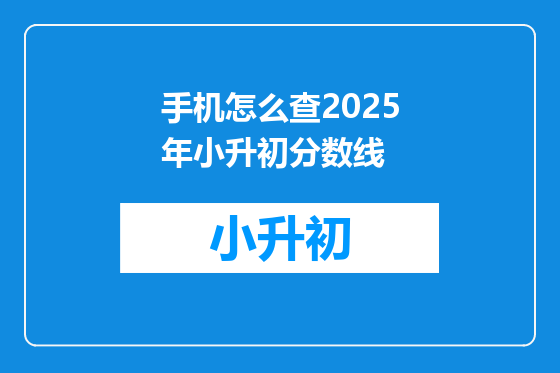 手机怎么查2025年小升初分数线