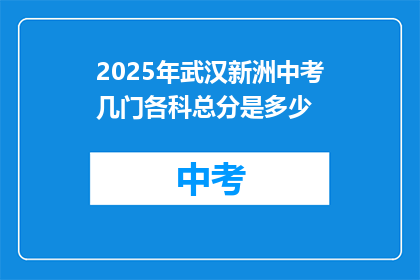 2025年武汉新洲中考几门各科总分是多少