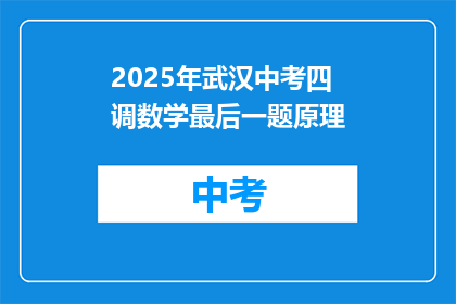 2025年武汉中考四调数学最后一题原理
