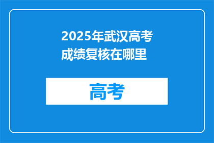 2025年武汉高考成绩复核在哪里