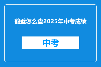 鹤壁怎么查2025年中考成绩