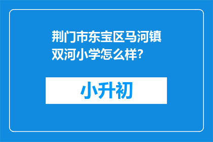 荆门市东宝区马河镇双河小学怎么样？
