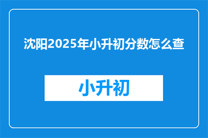 沈阳2025年小升初分数怎么查