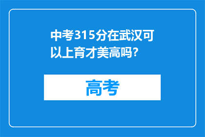 中考315分在武汉可以上育才美高吗？