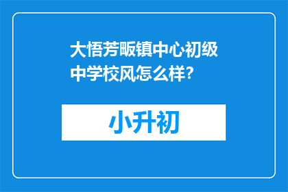 大悟芳畈镇中心初级中学校风怎么样？
