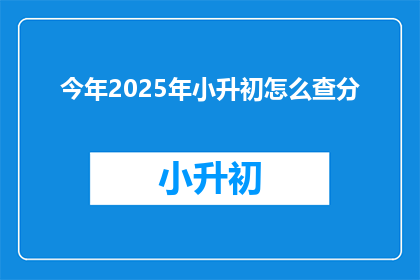 今年2025年小升初怎么查分