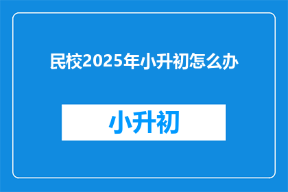 民校2025年小升初怎么办