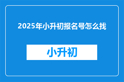 2025年小升初报名号怎么找