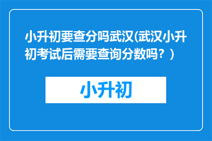 小升初要查分吗武汉(武汉小升初考试后需要查询分数吗？)