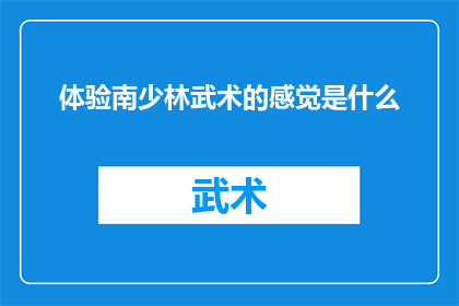 体验南少林武术的感觉是什么(探索南少林武术的独特魅力，你将体验到什么？)