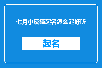 七月小灰猫起名怎么起好听(如何为七月出生的小灰猫起一个既悦耳又富有深意的名字？)