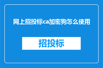 网上招投标ca加密狗怎么使用(如何正确使用网上招投标CA加密狗？)